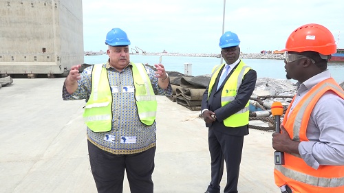 Mohamed Samara (left), CEO of Meridian Port Services speaking on the progress of the project
