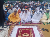 Muslims in Ellembelle gather at Kangbumli Islamic School Park to pray for Ghana