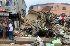 Ruins of the collapsed three-storey building