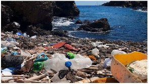 Plastics waste that has been washed ashore