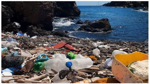 Plastics waste that has been washed ashore