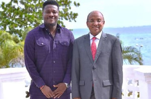 Asamoah Gyan and President of Zanzibar, Dr. Hussein Mwinyi
