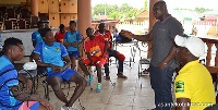 Former Black Stars striker, Anthony Yeboah advising the Kotoko players