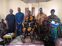 Members of the Obaapa Foundation with the paramount chief of the New Juaben Traditional Area