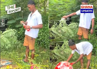 A file photo of the young man pouring champagne on his mother's grave