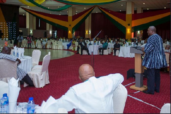 President John Dramani Mahama addressing Senior citizens at the luncheon