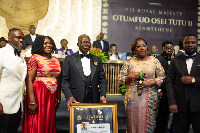 Nana Oye Bampoe Addo with Otumfuo Osei Tutu II at the World Meets in Ghana Executive Dinner Ball