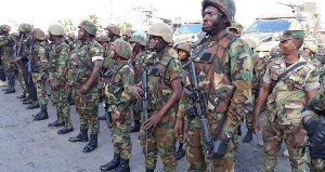 Ghanaian forces in a parade