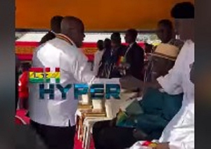 A scene of former President Nana Akufo-Addo arrival at the 68th Independence Day celebration