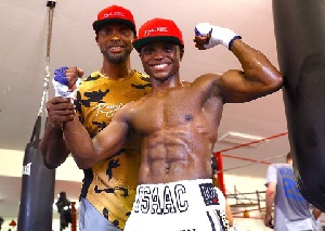 Isaac Dogboe with his father and trainer Paul Dogboe