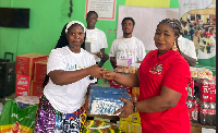 Some of the staff receiving the items