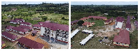 A photo collage of the two facilities built by Qatar Charity