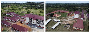 A photo collage of the two facilities built by Qatar Charity