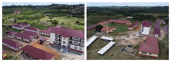 A photo collage of the two facilities built by Qatar Charity