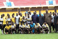 Some officials of the Ministry and NSA with the players after the game