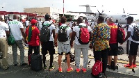 The Black Stars at the Port Gentil airport