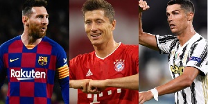 Lionel Messi, Robert Lewandowski and Cristiano Ronaldo
