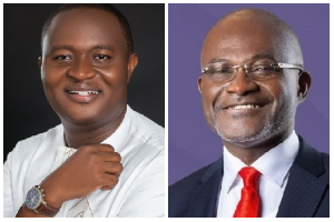A photo collage of Kwasi Kwarteng (L) and Kennedy Agyapong