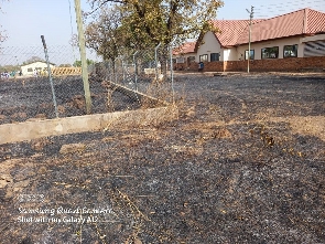 The razed Mamprugu Moaduri District warehouse