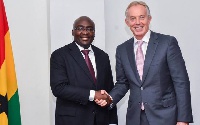 Former British Prime Minister Tony Blair (R) and Vice President Dr Bawumia (L)