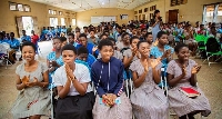 Students at the breast cancer awareness program