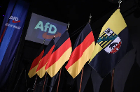German flags at the venue of the AfD's election party