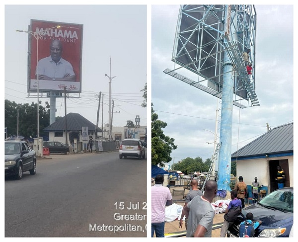 The Mahama billboard that was pulled down