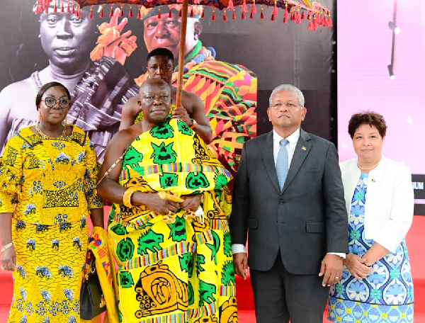 Otumfuo and his wife in photo with the president of Seychelles and his wife during one of the events