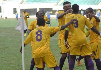 Some Players of Medeama in a jubilant mood