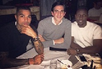 Edoardo Crnjar with Kevin-Prince Boateng and Kwadwo Asamoah