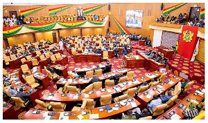 A view of Ghana's Parliament with MP's seated