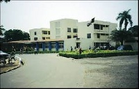 Establishing shot of the Police Hospital in Accra