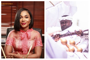 Obirikomfo Anokye Boakye II (L) has banned Mavis from organising events