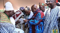 President Akufo-Addo and Alhaji Dr Bawumia interacting with chiefs and elders of the Northern Region