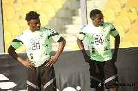 Ernest Nuamah (right) and Mohammed Kudus on national team duty