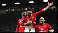 Matheus Cunha celebrates scoring Manchester United's fourth goal