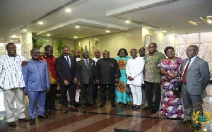 President Akufo-Addo in a group photograph with members of the Ghana Beyond Aid Committee