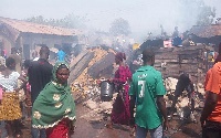 Fire broke out Sunday afternoon at Zogbeli in Tamale