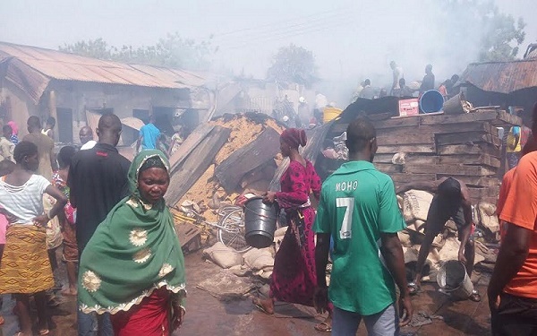 Fire broke out Sunday afternoon at Zogbeli in Tamale