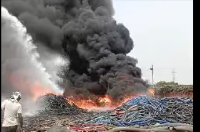 The fire that engulfed the Ashaiman Toll Booth area