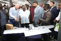 President Akufo-Addo (M) inspecting some work done