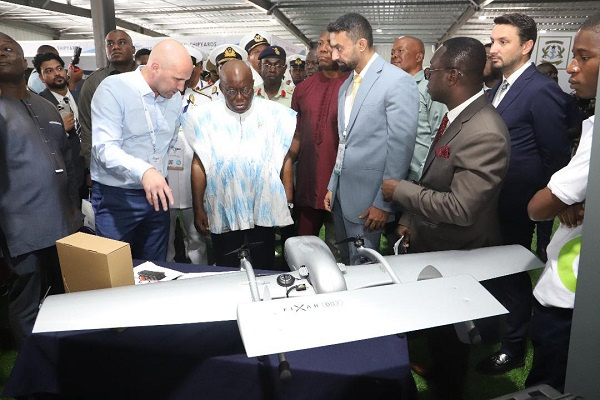 President Akufo-Addo (M) inspecting some work done