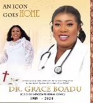 A poster of the late Dr. Grace Boadu's funeral arrangement