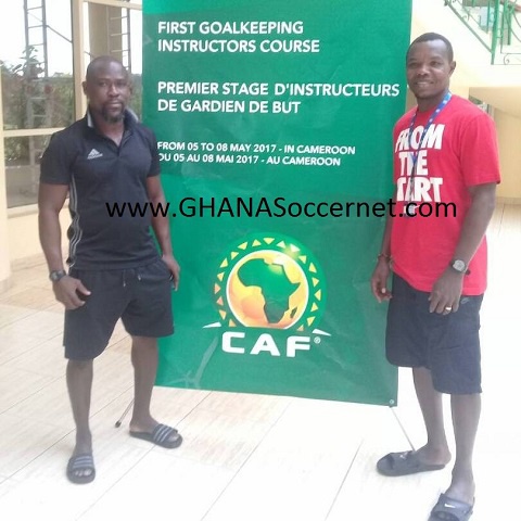 Richard Kingson (right) and Cudjoe Addo at CAF's first goalkeeping instructors course.