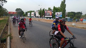 Chief Executive Officer (CEO) of Vodafone Ghana, Yolanda Cuba led a team of employees to cycle