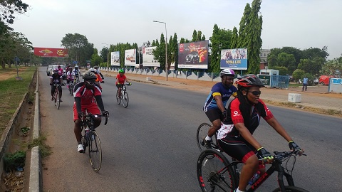 Chief Executive Officer (CEO) of Vodafone Ghana, Yolanda Cuba led a team of employees to cycle