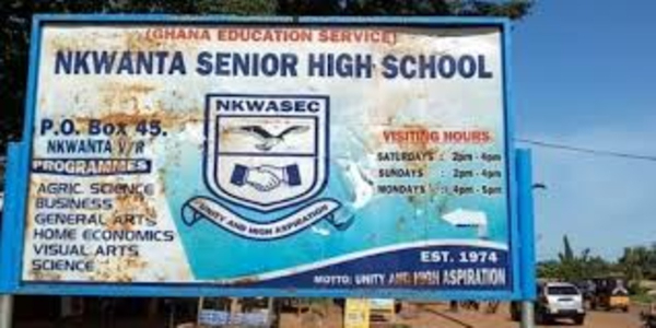 A signboard of Nkwanta Senior High School