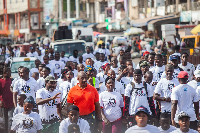Herbert Mensah is seen leading the walk at Kumasi