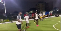 Asamoah Gyan and the young footballers
