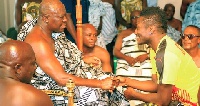 Black Stars captain, Asamoah Gyan, paying homage to Otumfuo Osei Tutu II